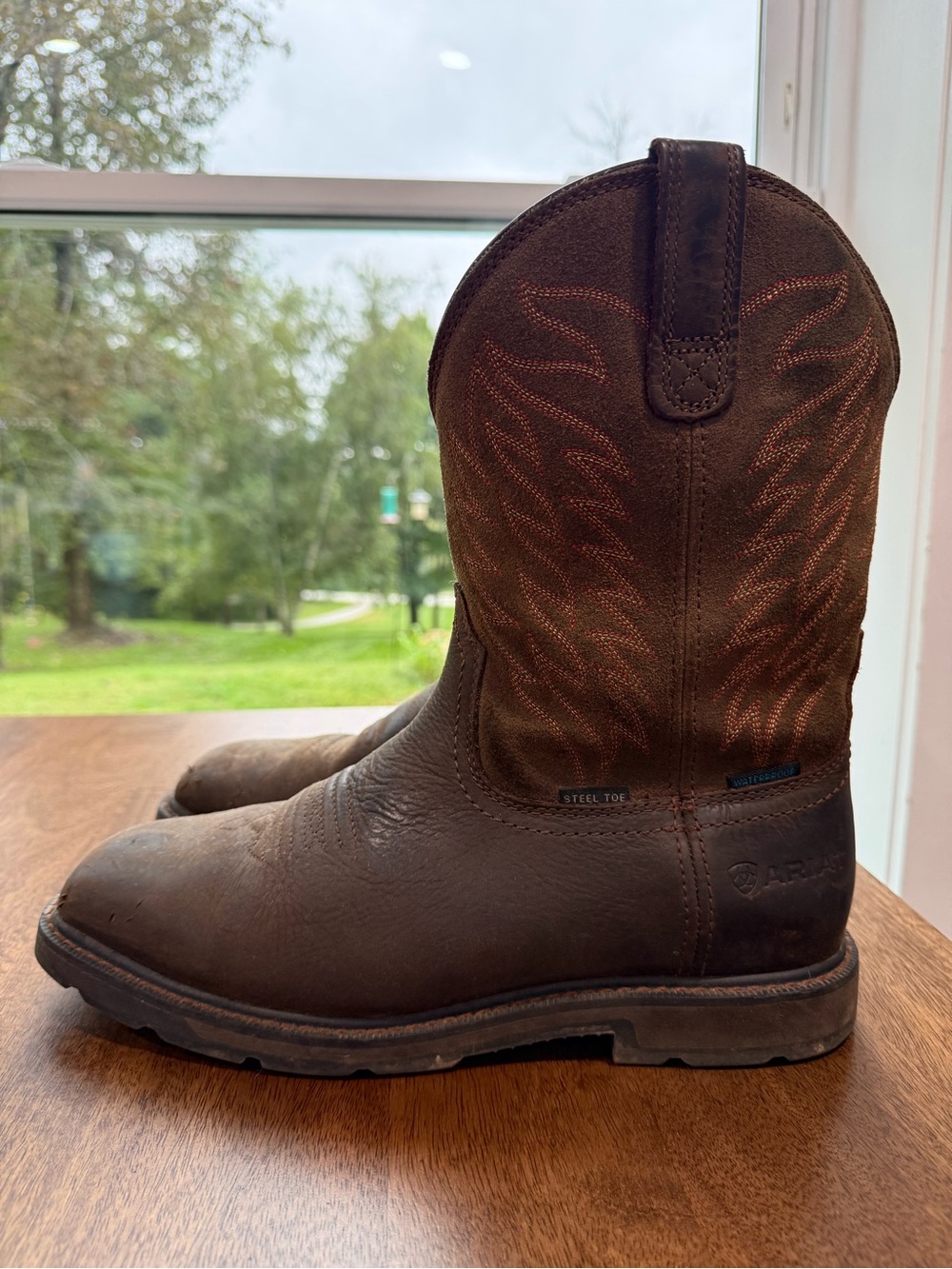 Ariat Brown Leather Steel Toe Western Work Boots